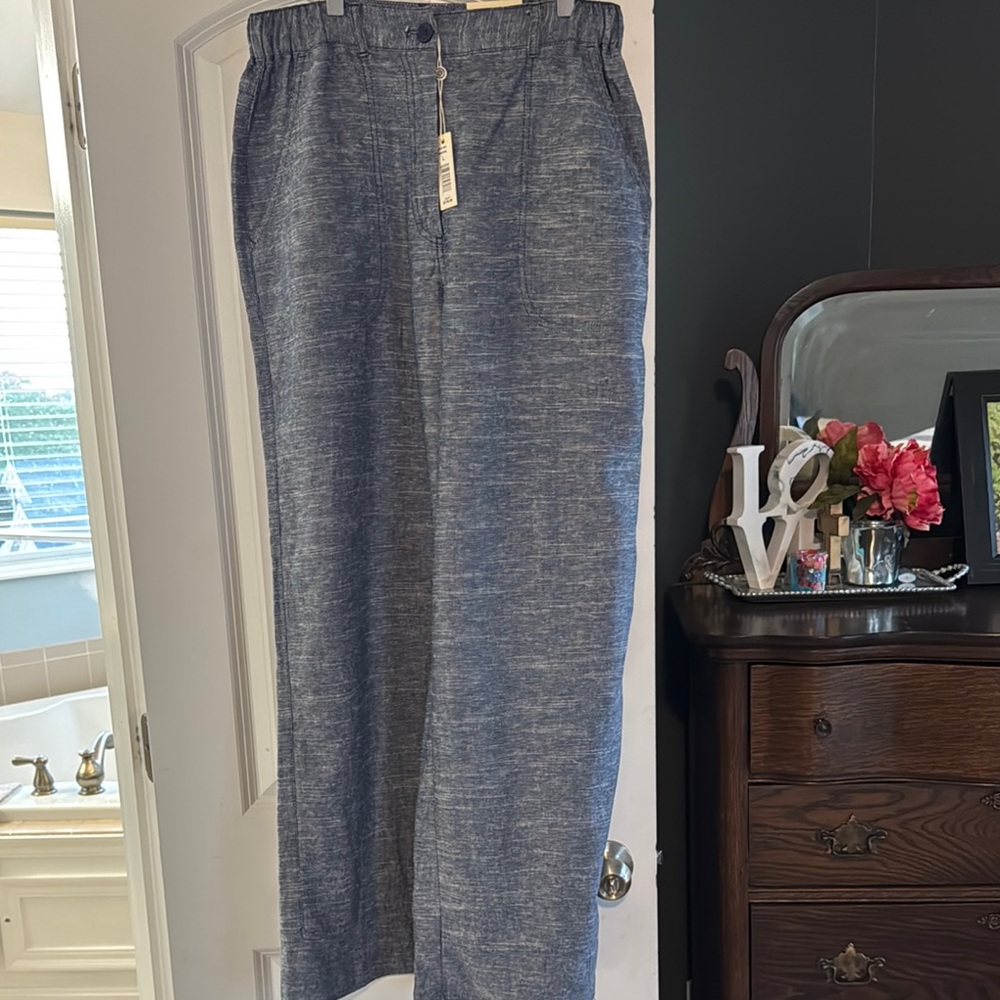 Women's Max Studio Blue Wide Leg Pants, Large